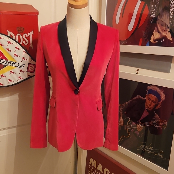 Alice + Olivia Jackets & Blazers - Alice + Olivia Bright Pink Blazer with Black Lapel